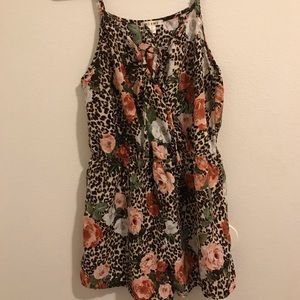 XS Floral Leopard Print Romper